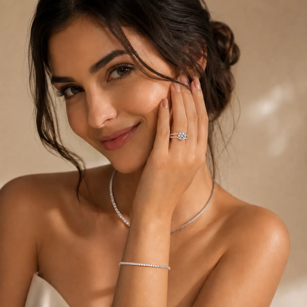 The Twin Halo Majesty Side Diamond Engagement Ring