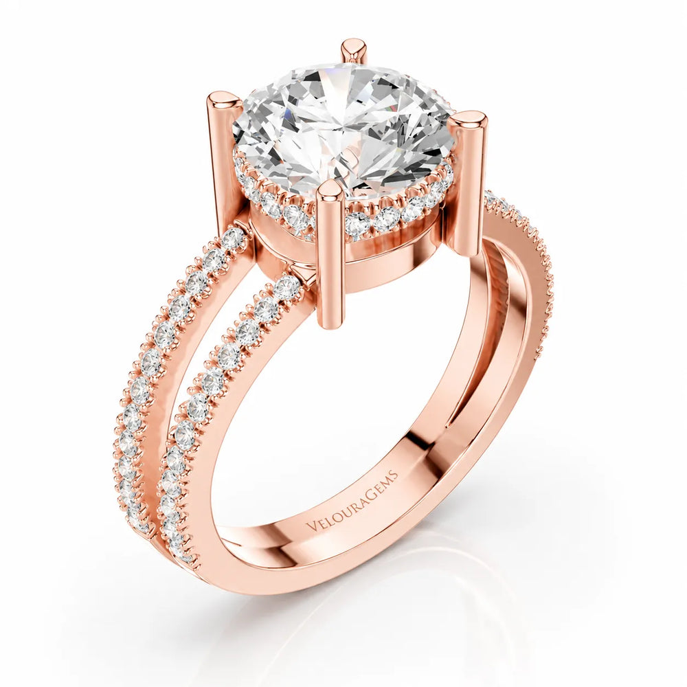 The Twin Halo Majesty Side Diamond Engagement Ring