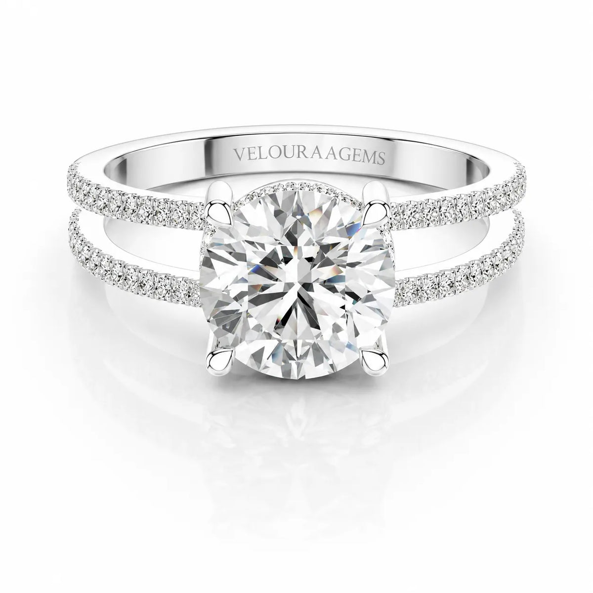 The Twin Halo Majesty Side Diamond Engagement Ring