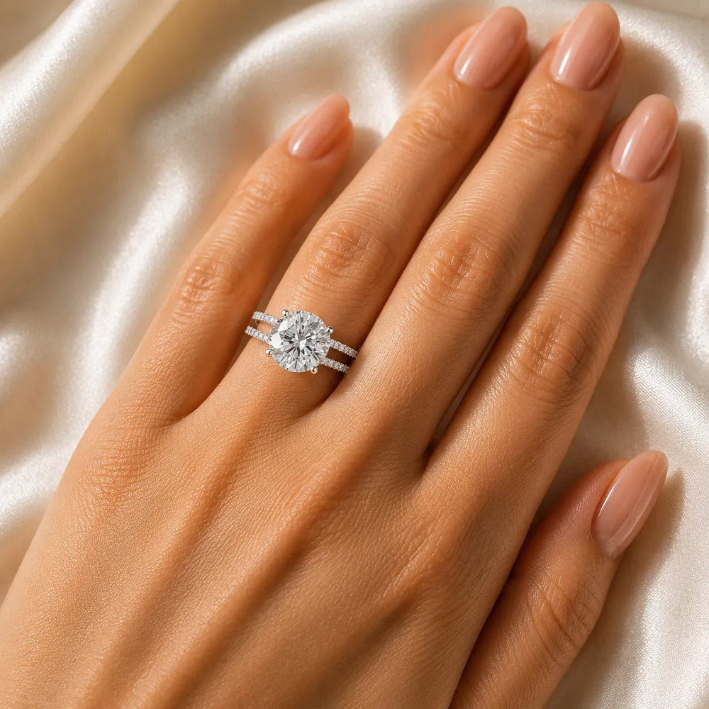 The Twin Halo Majesty Side Diamond Engagement Ring