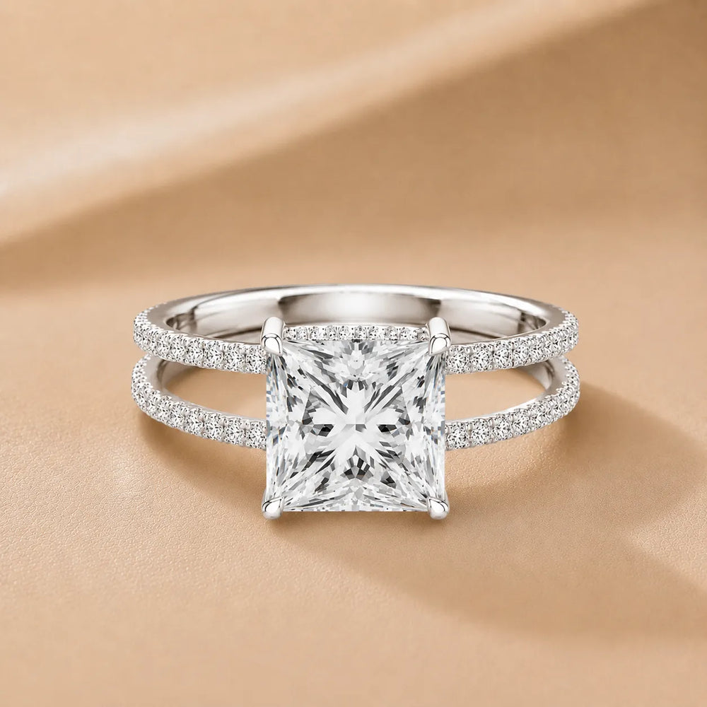 The Twin Halo Majesty Side Diamond Engagement Ring
