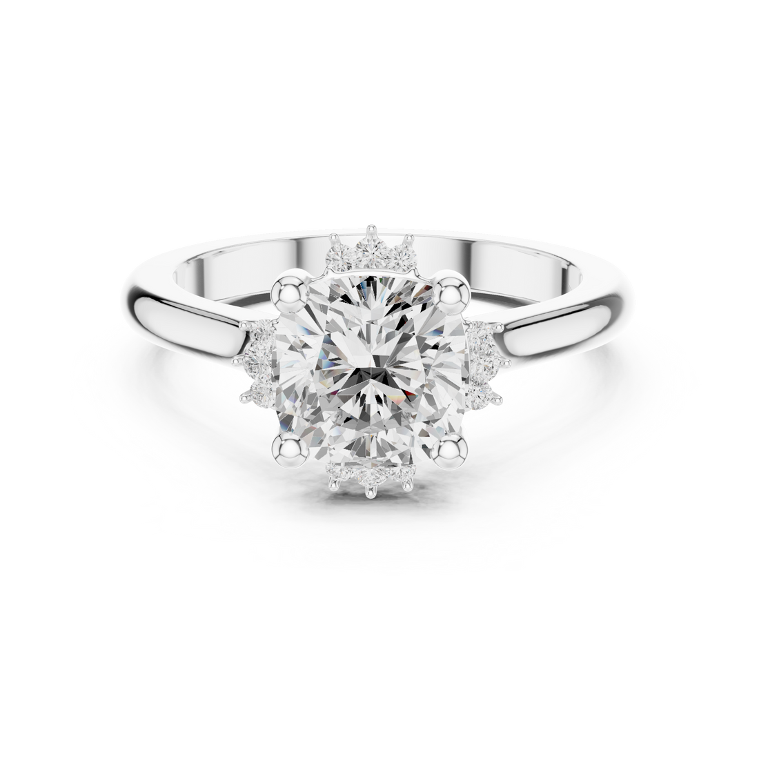 Luxury Cut Diamond Ring with Diamond Halo Accents