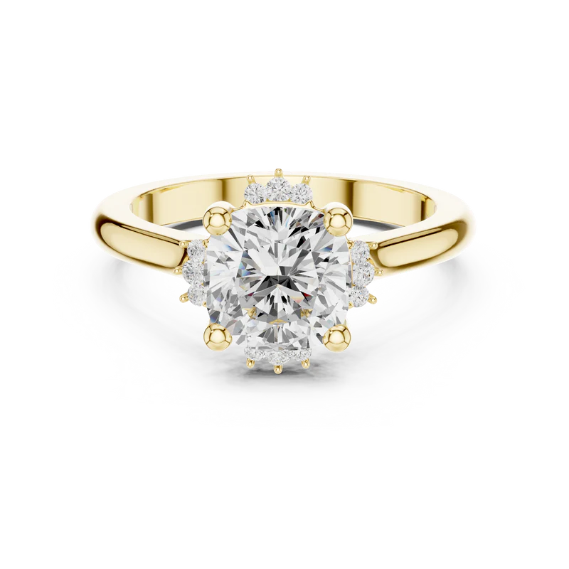 Luxury Cut Diamond Ring with Diamond Halo Accents