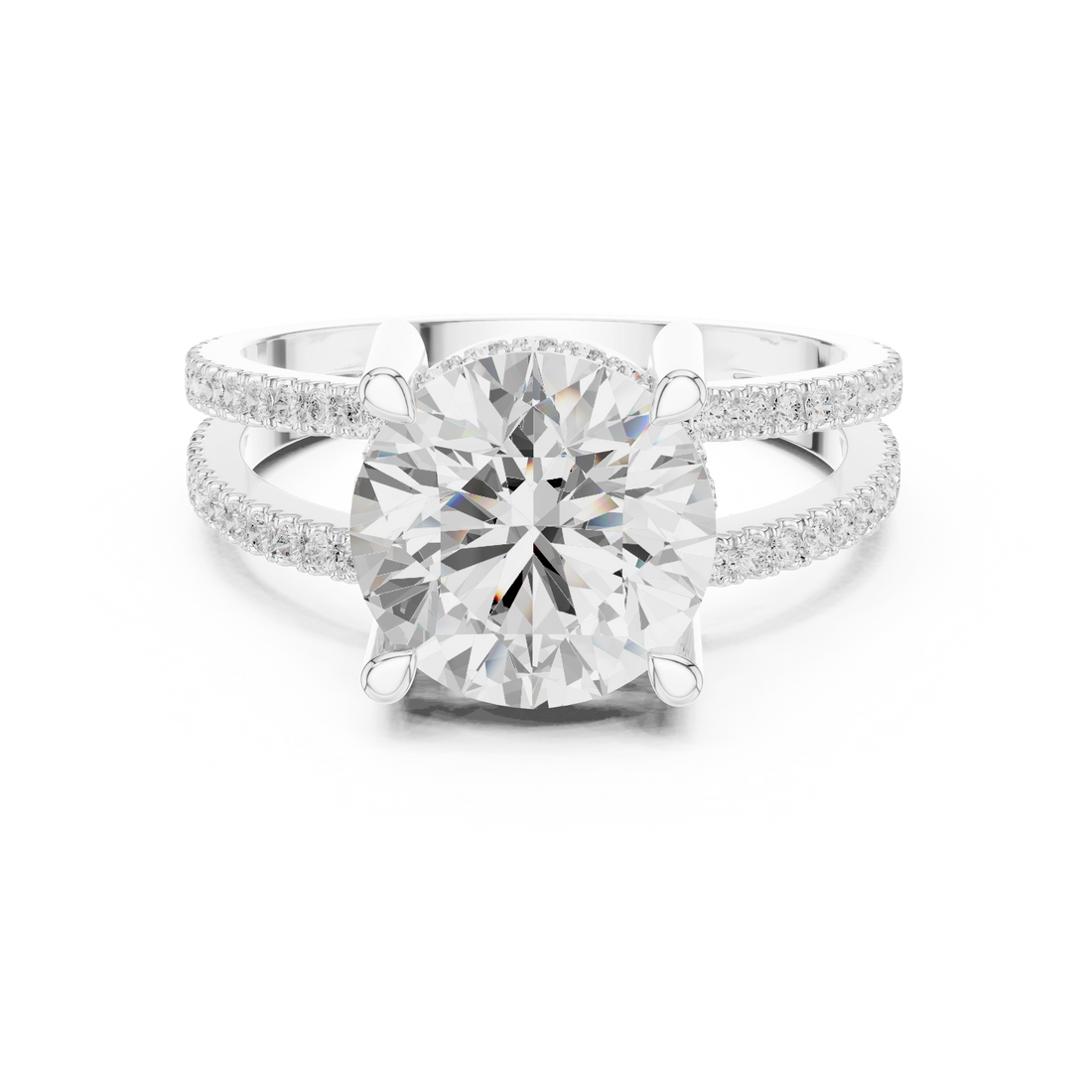 The Twin Halo Majesty Side Diamond Engagement Ring - Seraphine Jewels