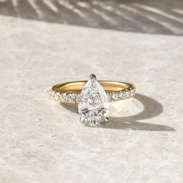 Elongated Pear Cut Labgrown Engagement Ring