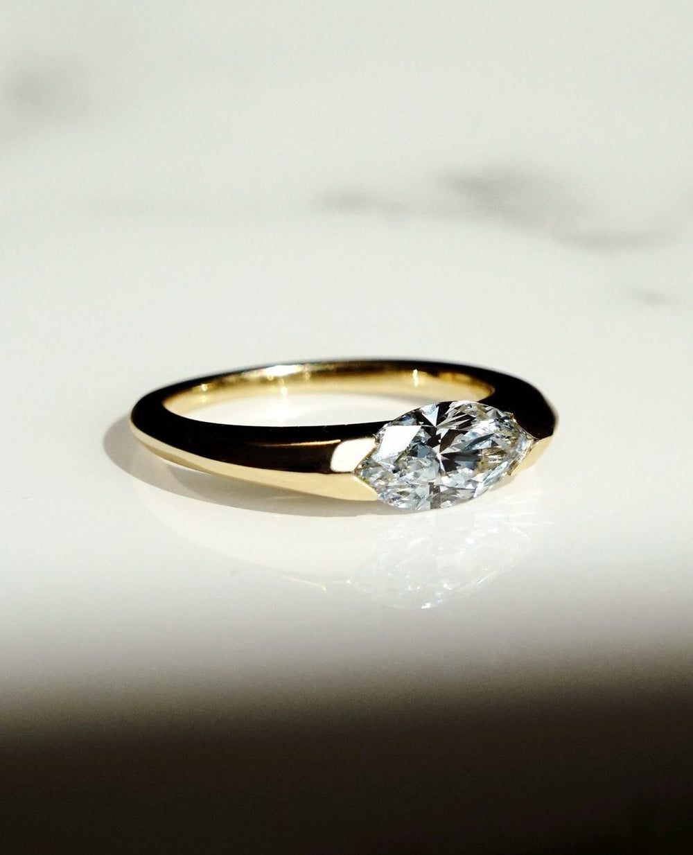 Bezel Set Marquise Cut Labgrown Engagement Ring