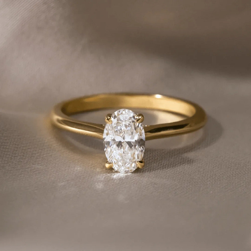 Oval Cut Labgrown Engagement Ring, Elongated Oval