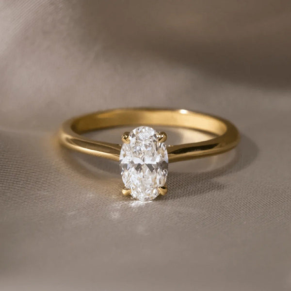 Oval Cut Labgrown Engagement Ring, Elongated Oval