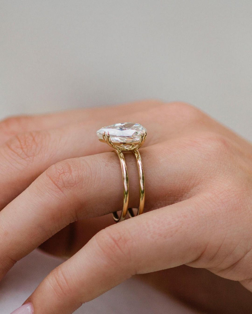 Elongated Pear Cut Labgrown Engagement Ring