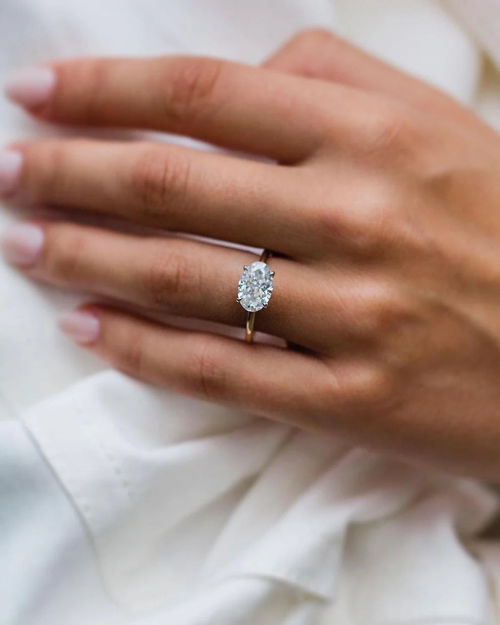 3 Ct Oval Cut Lab Grown Diamond Engagement Ring | IGI Certified