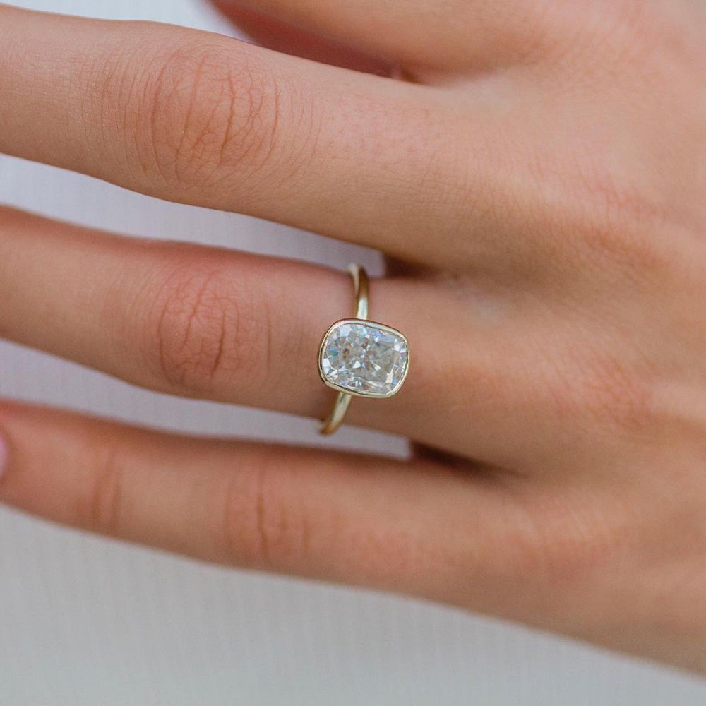 Bezel Set Cushion Cut Labgrown Ring
