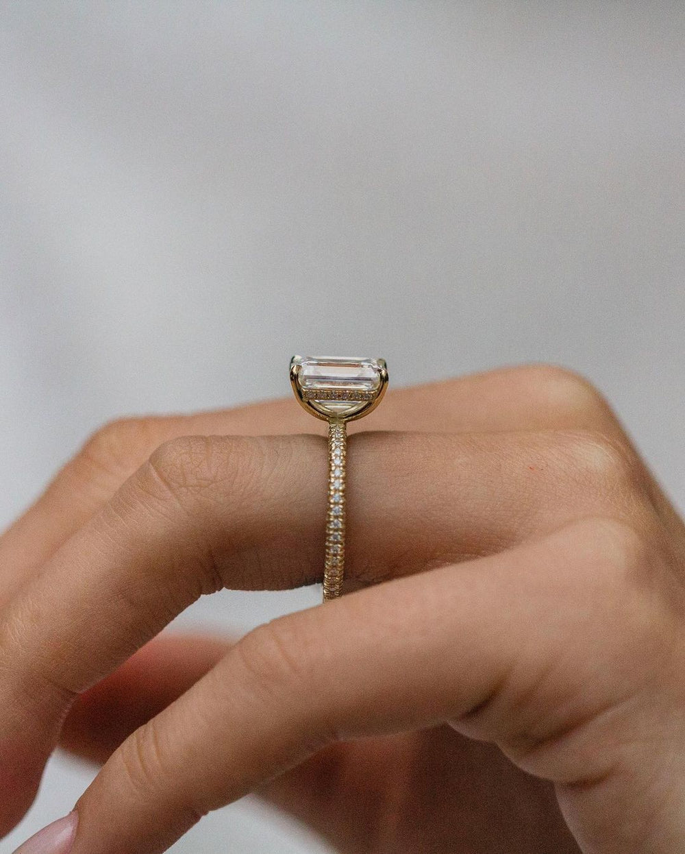Hidden Halo Emerald Cut Labgrown Ring