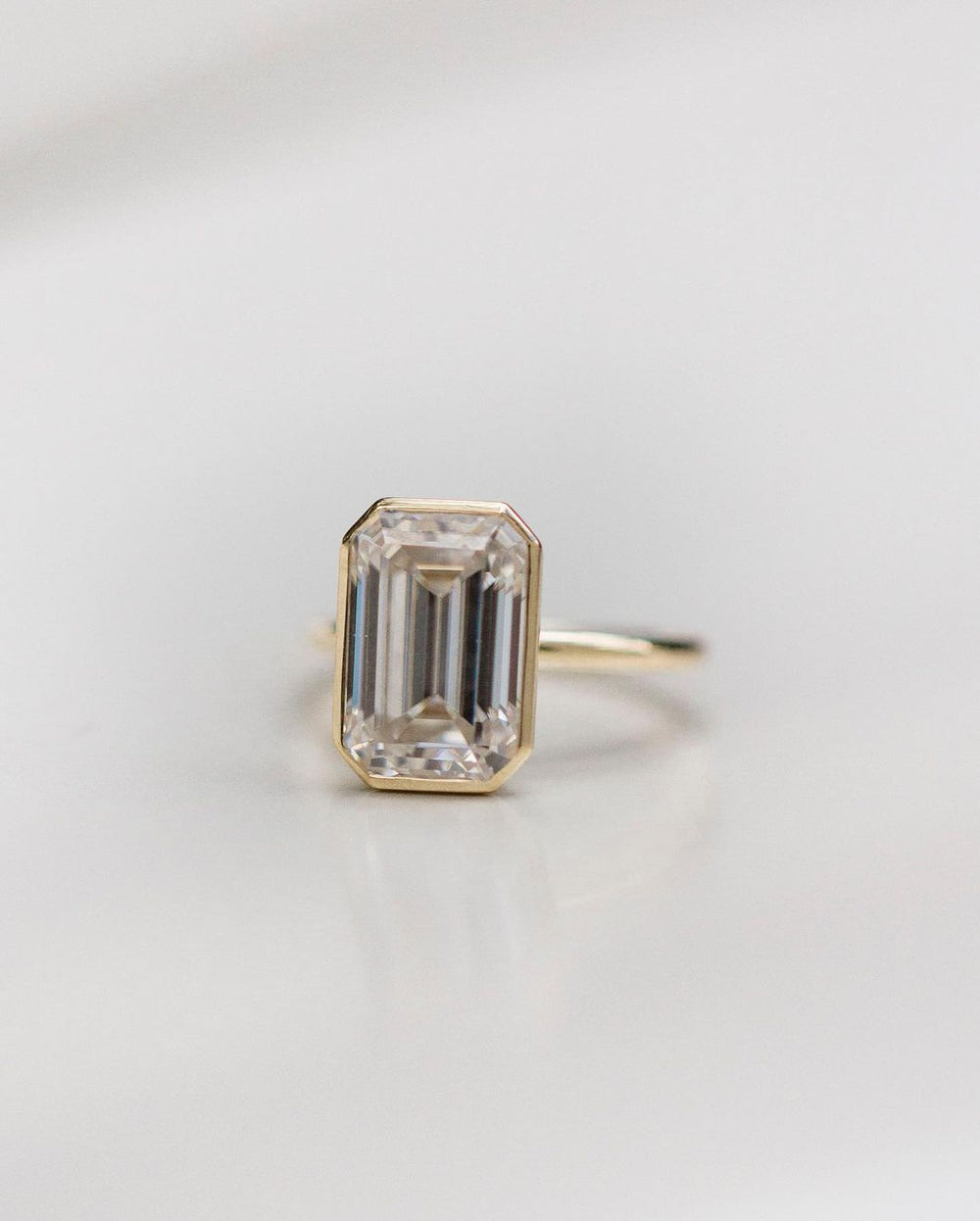 Bezel Set Emerald Cut Labgrown Ring