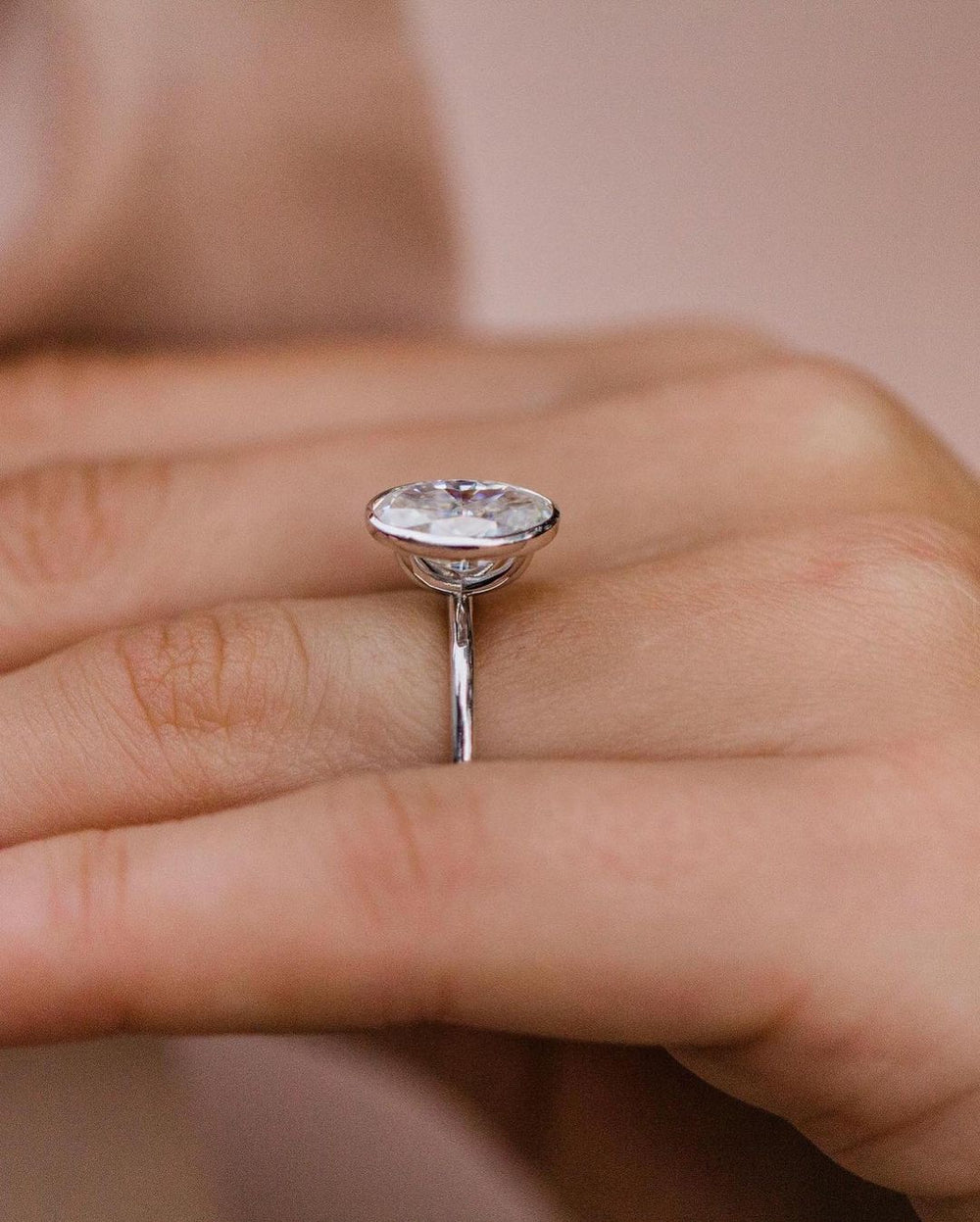 Bezel Set Oval Cut Labgrown Engagement Ring