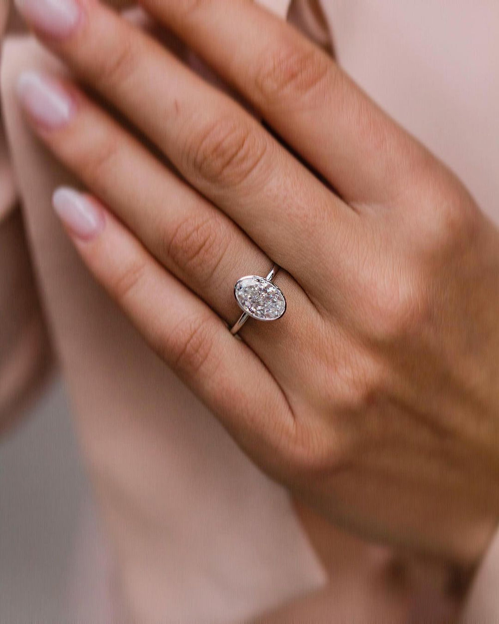 Bezel Set Oval Cut Labgrown Engagement Ring