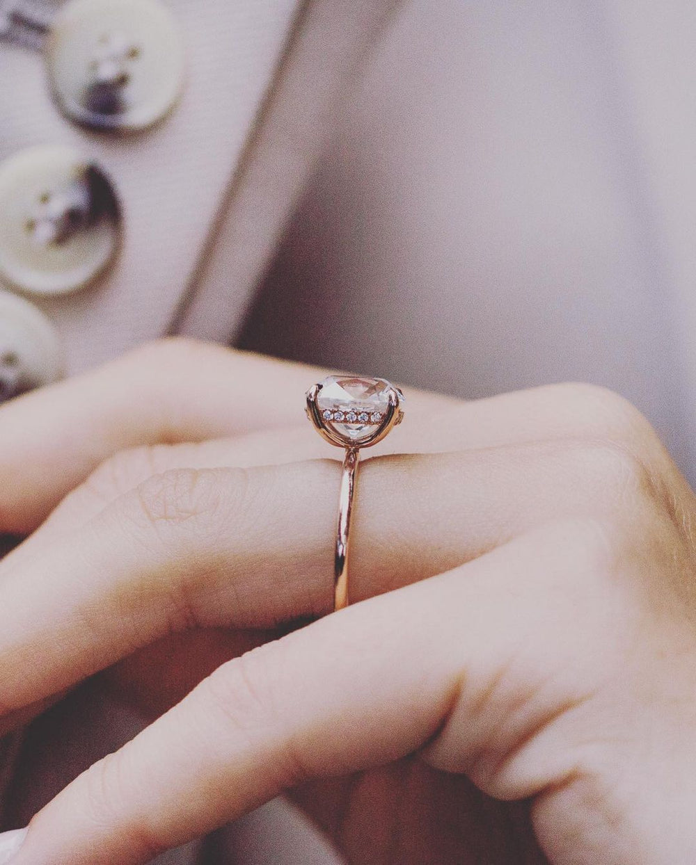 Old Mine Cushion Cut Labgrown Engagement Ring