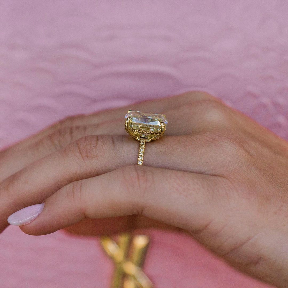 Canary Yellow Cushion Cut Labgrown Engagement Ring