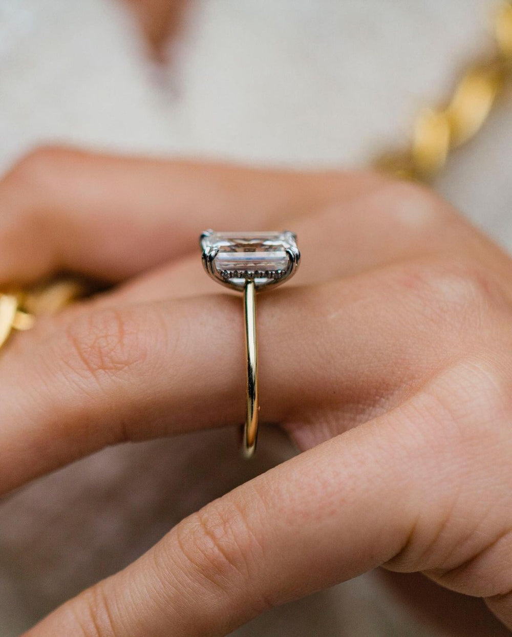 Emerald Cut Labgrown Engagement Ring