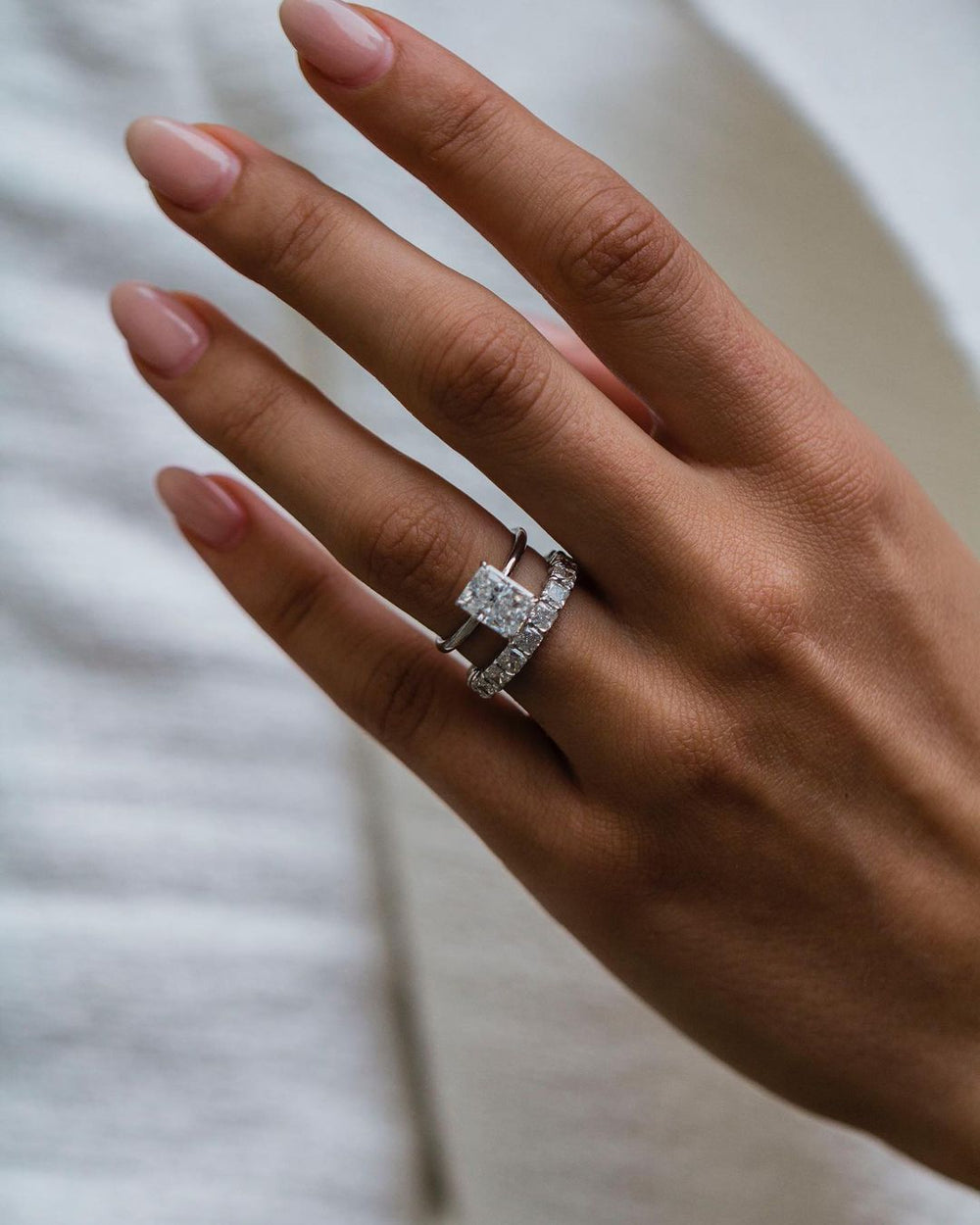 Double Band Radiant Cut Labgrown Ring