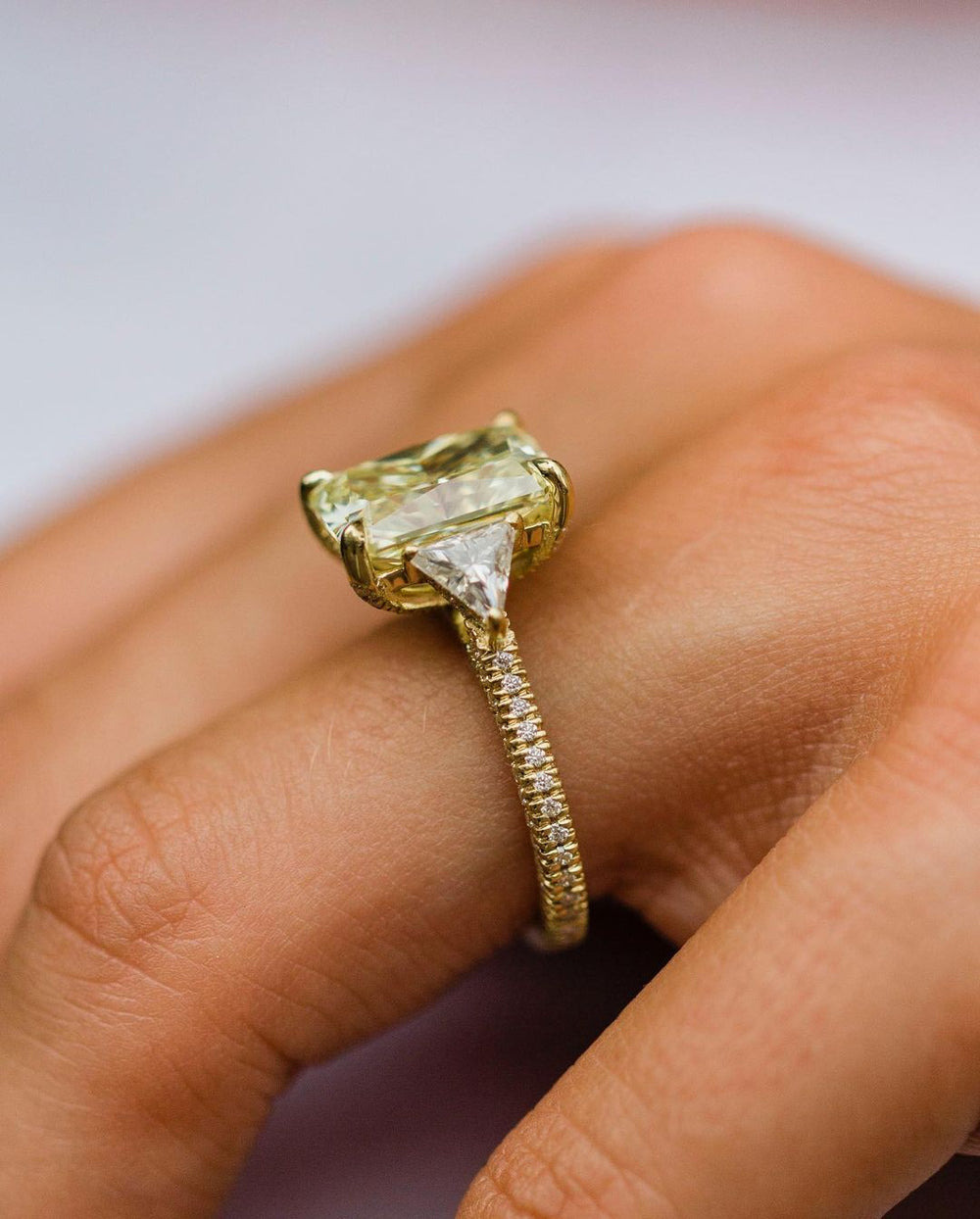 Canary Yellow Radiant Cut Labgrown Engagement Ring