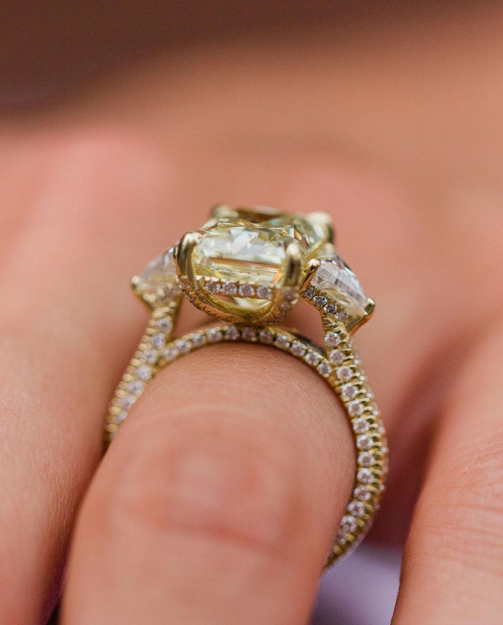 Canary Yellow Radiant Cut Labgrown Engagement Ring