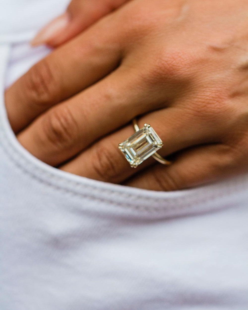 Old Mine Emerald Cut Labgrown Ring