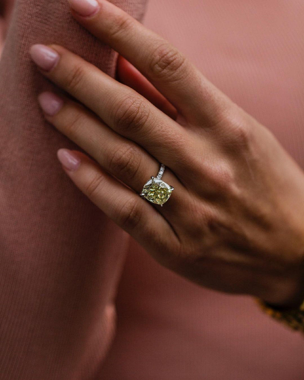Canary Yellow Cushion Labgrown Ring