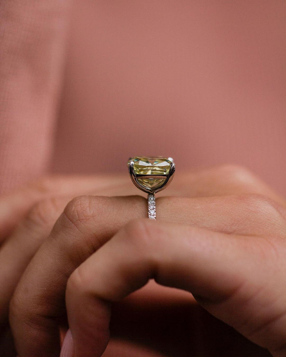 Canary Yellow Cushion Labgrown Ring