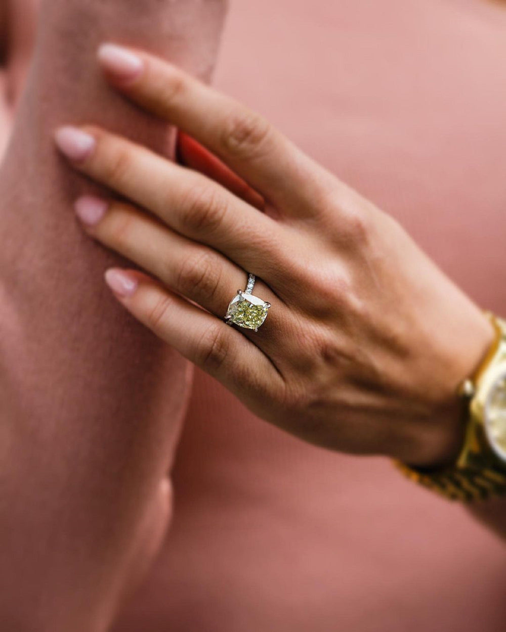Canary Yellow Cushion Labgrown Ring