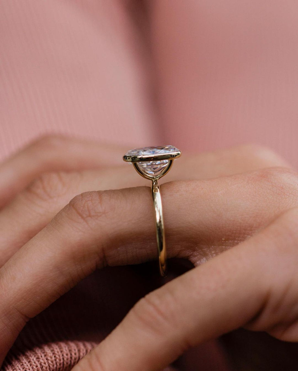 Bezel Set Oval Cut Labgrown Engagement Ring