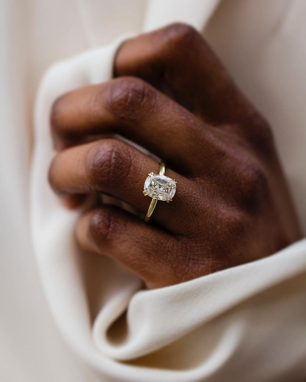 Old Mine Cushion Cut Labgrown Engagement Ring