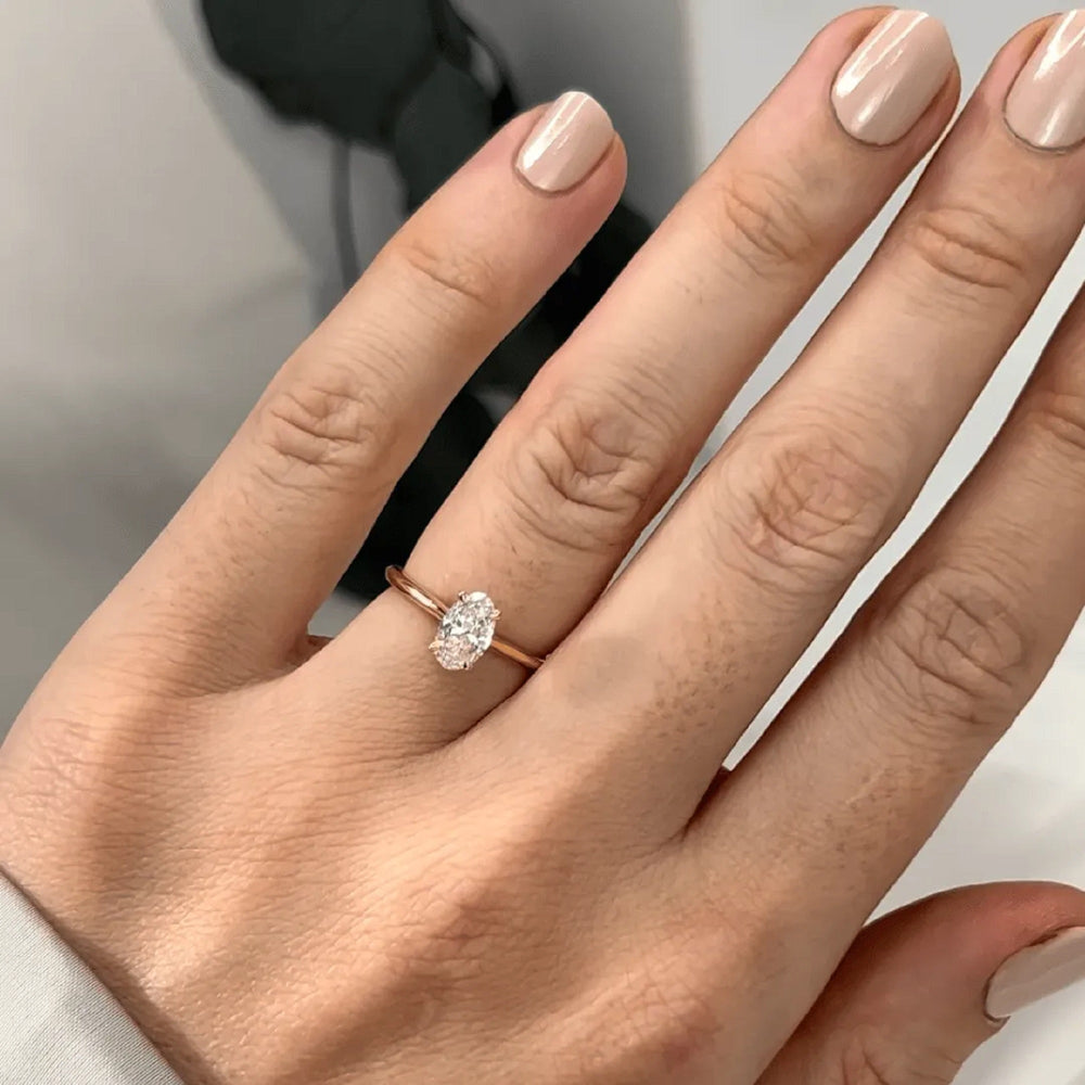 Oval Cut Labgrown Engagement Ring, Elongated Oval