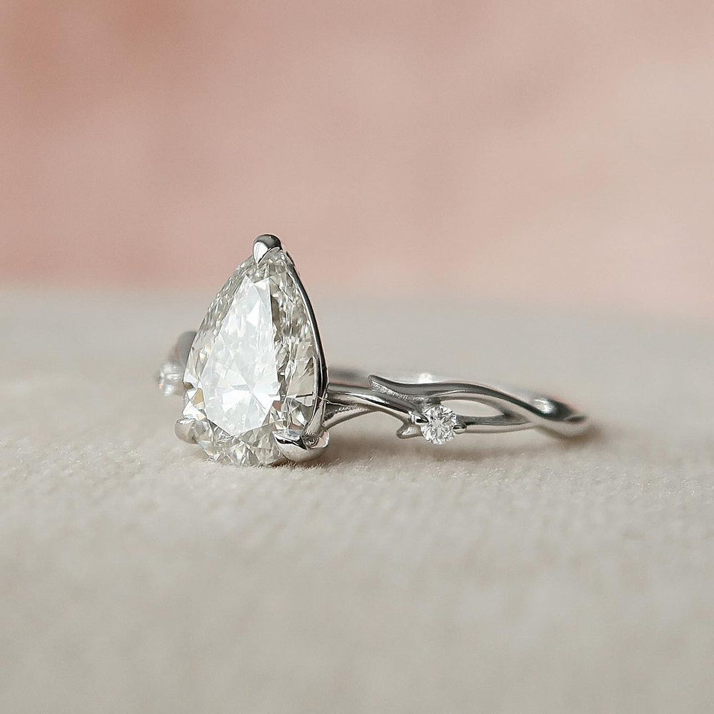 Elongated Pear Cut Labgrown Engagement Ring