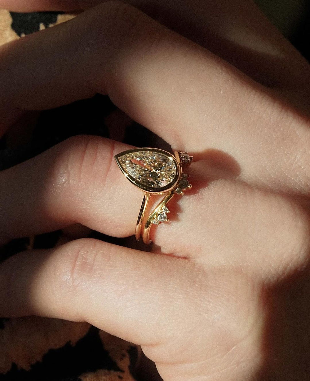 Bezel Set Pear Cut Labgrown Engagement Ring