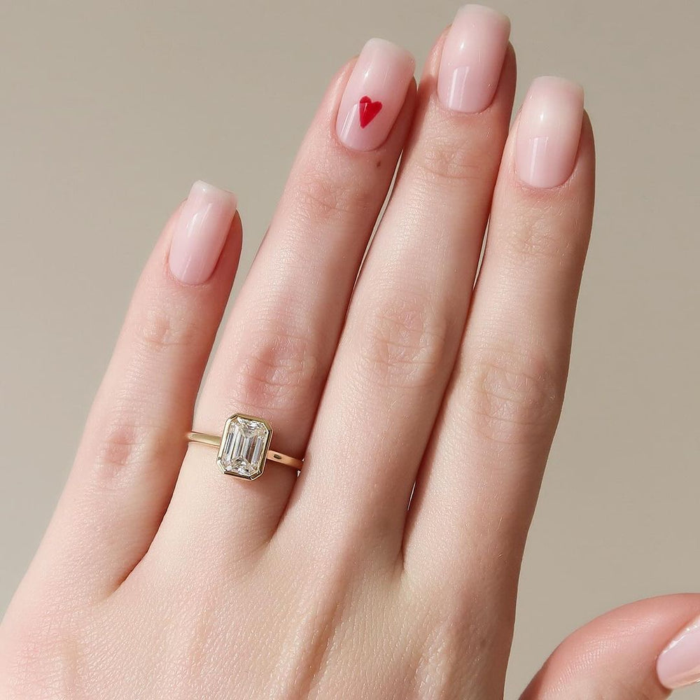 Bezel Set Emerald Cut Labgrown Engagement Ring