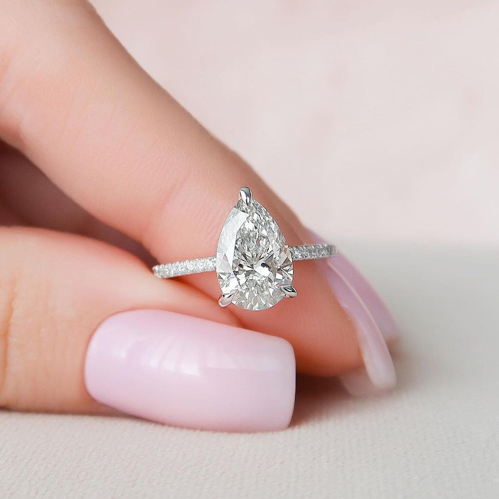 Elongated Pear Cut Labgrown Engagement Ring