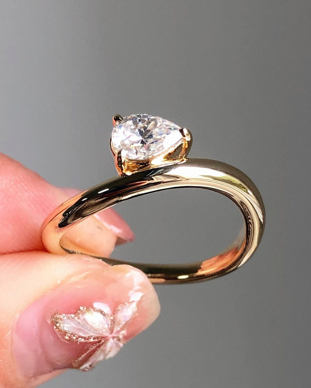 Elongated Pear Cut Labgrown Engagement Ring