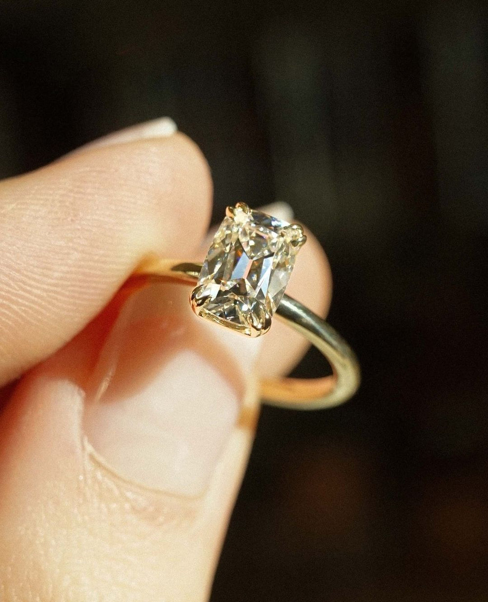 Old mine Cushion Cut Labgrown Engagement Ring