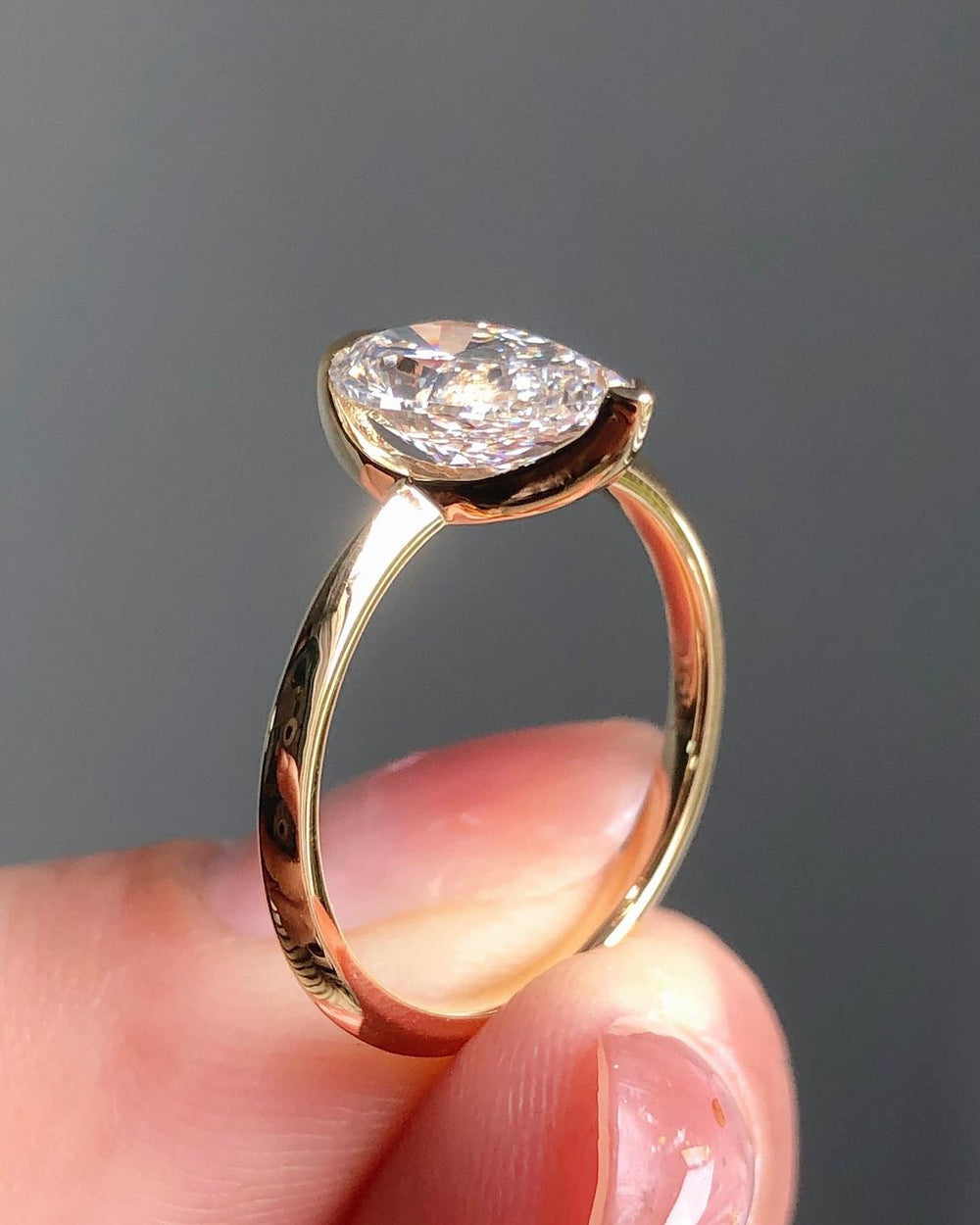 Elongated Pear Cut Labgrown Engagement Ring
