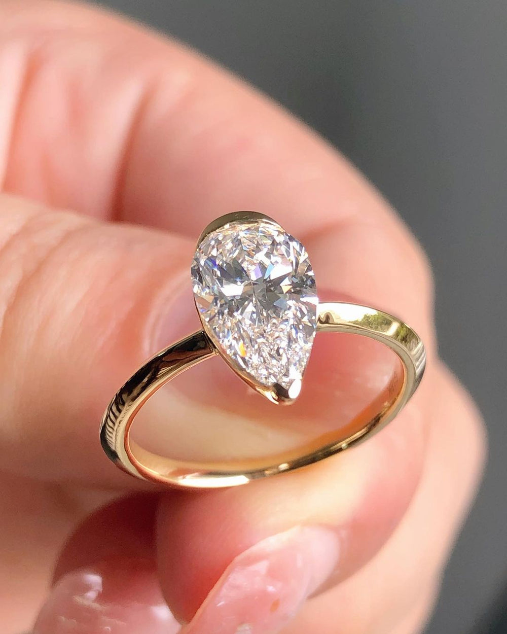 Elongated Pear Cut Labgrown Engagement Ring