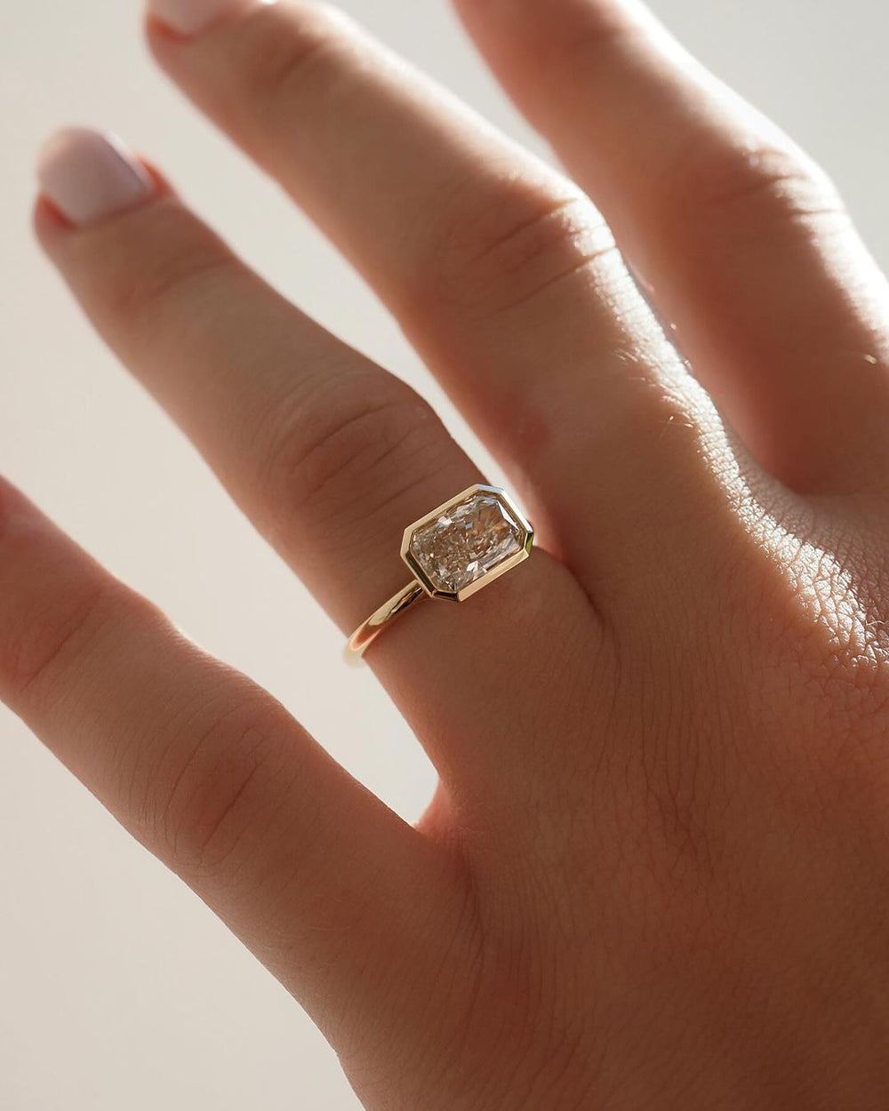 Bezel Set Radiant Cut Labgrown Engagement Ring