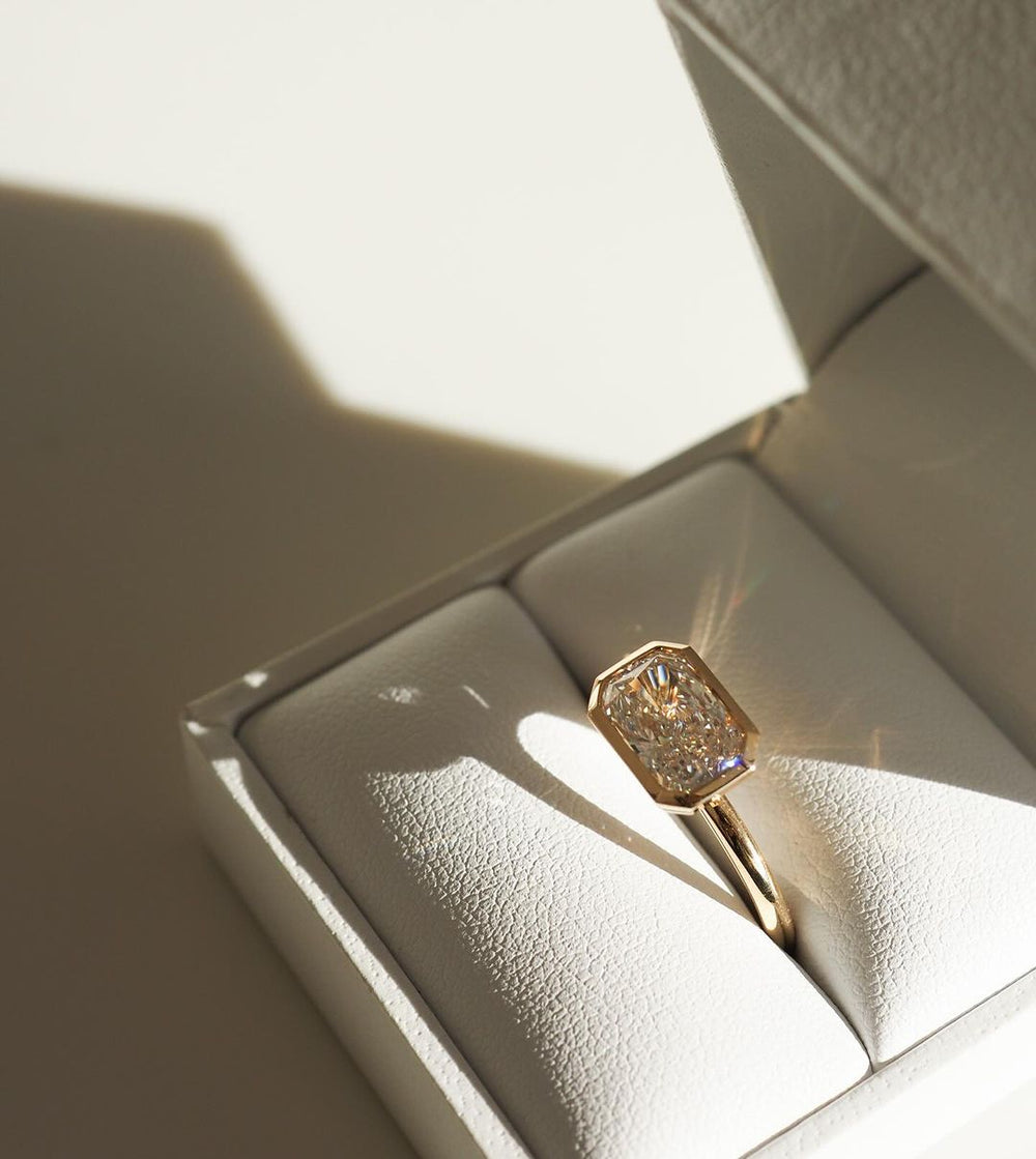 Bezel Set Radiant Cut Labgrown Engagement Ring