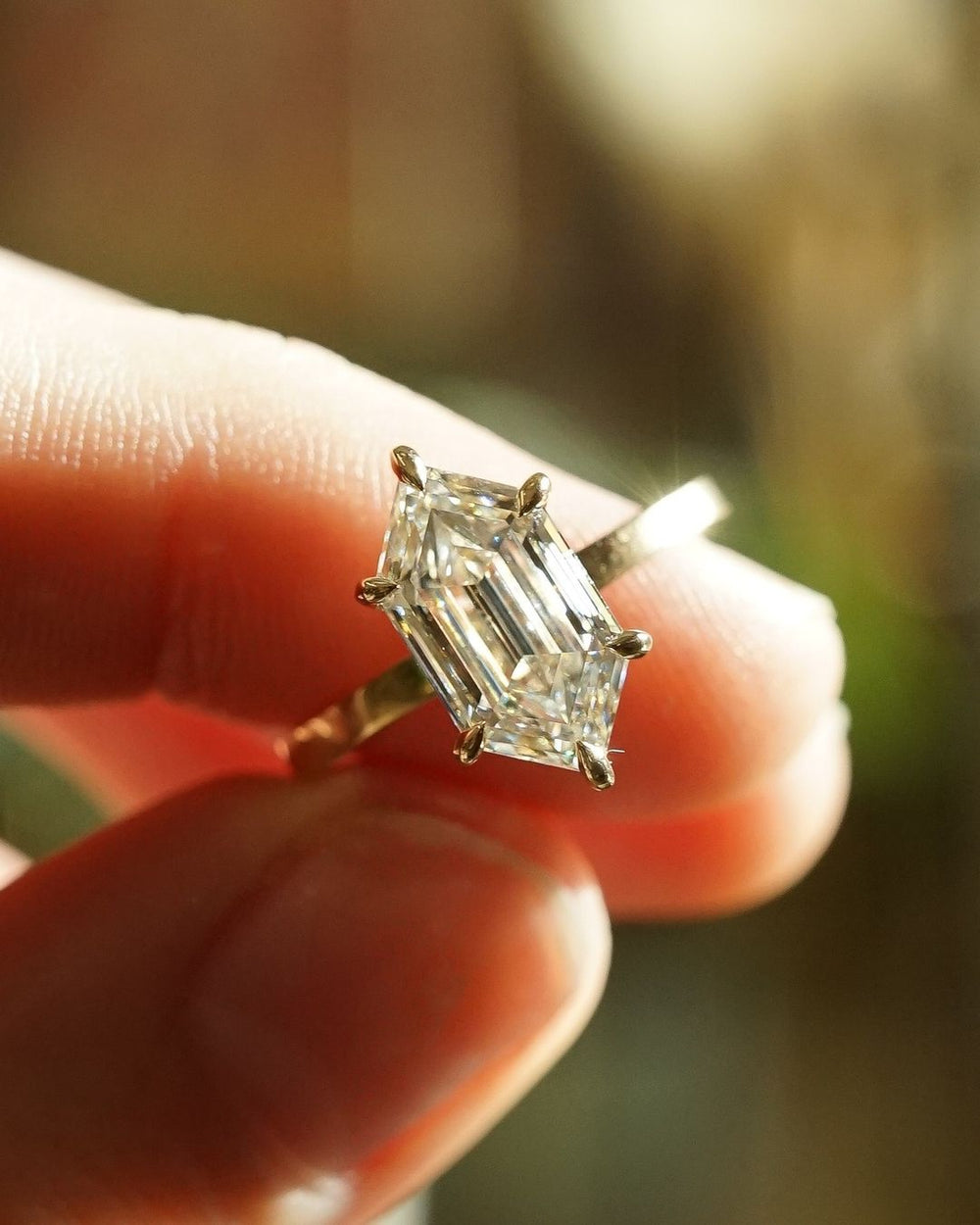 Hexagon Cut Labgrown Engagement Ring