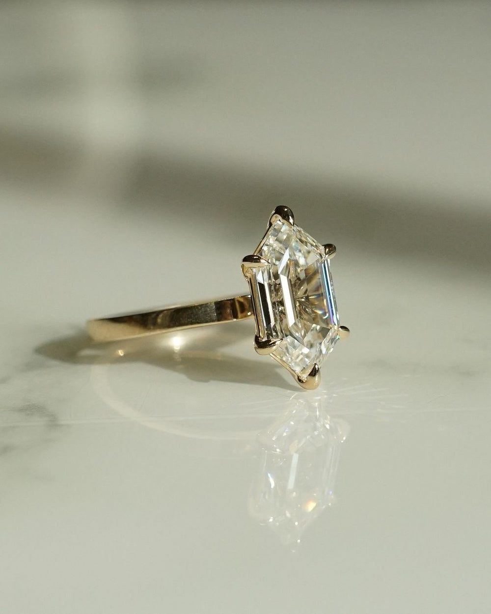 Hexagon Cut Labgrown Engagement Ring