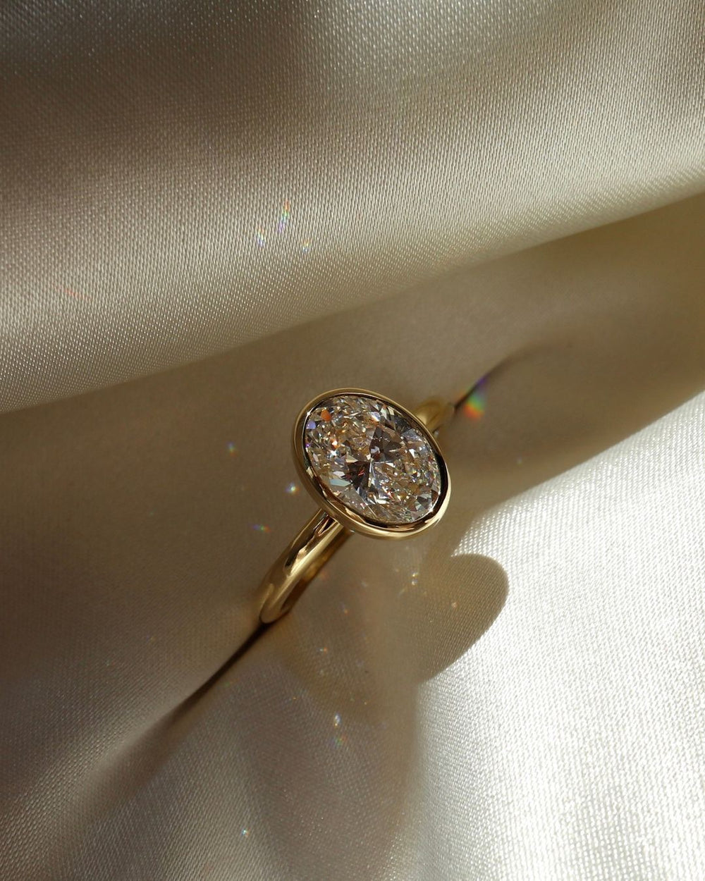 Bezel Set Oval Cut Labgrown Engagement Ring