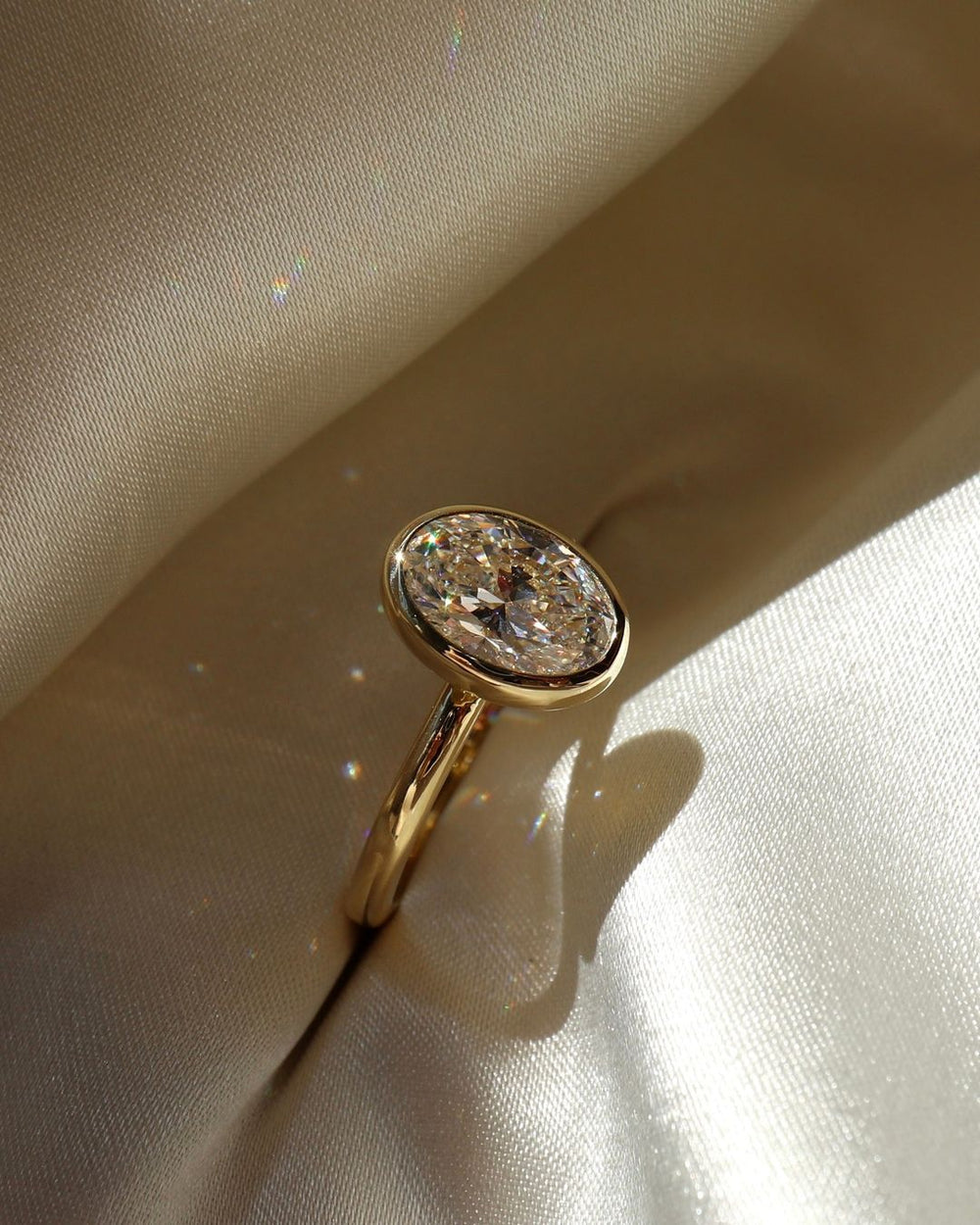Bezel Set Oval Cut Labgrown Engagement Ring