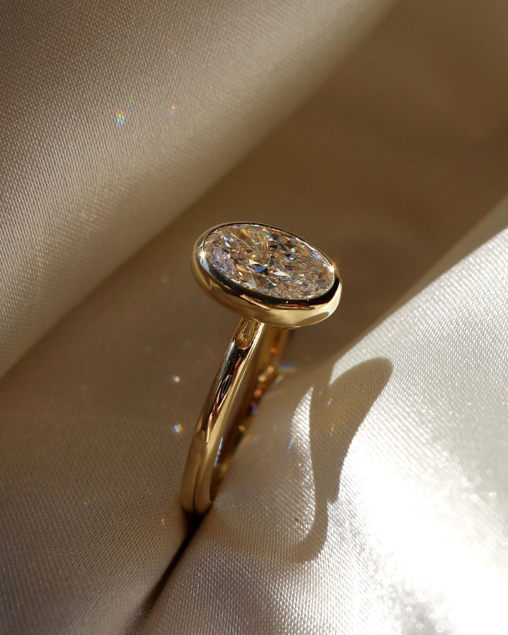 Bezel Set Oval Cut Labgrown Engagement Ring