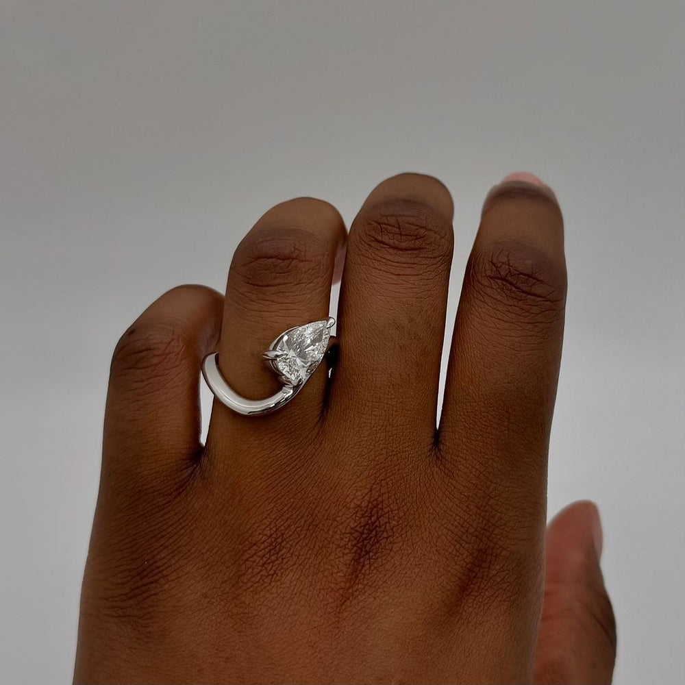 Elongated Pear Cut Labgrown Engagement Ring