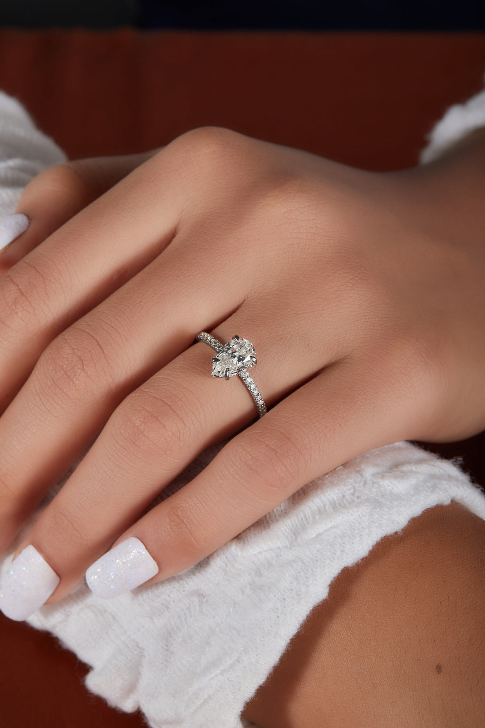 Elongated Pear Cut Labgrown Engagement Ring