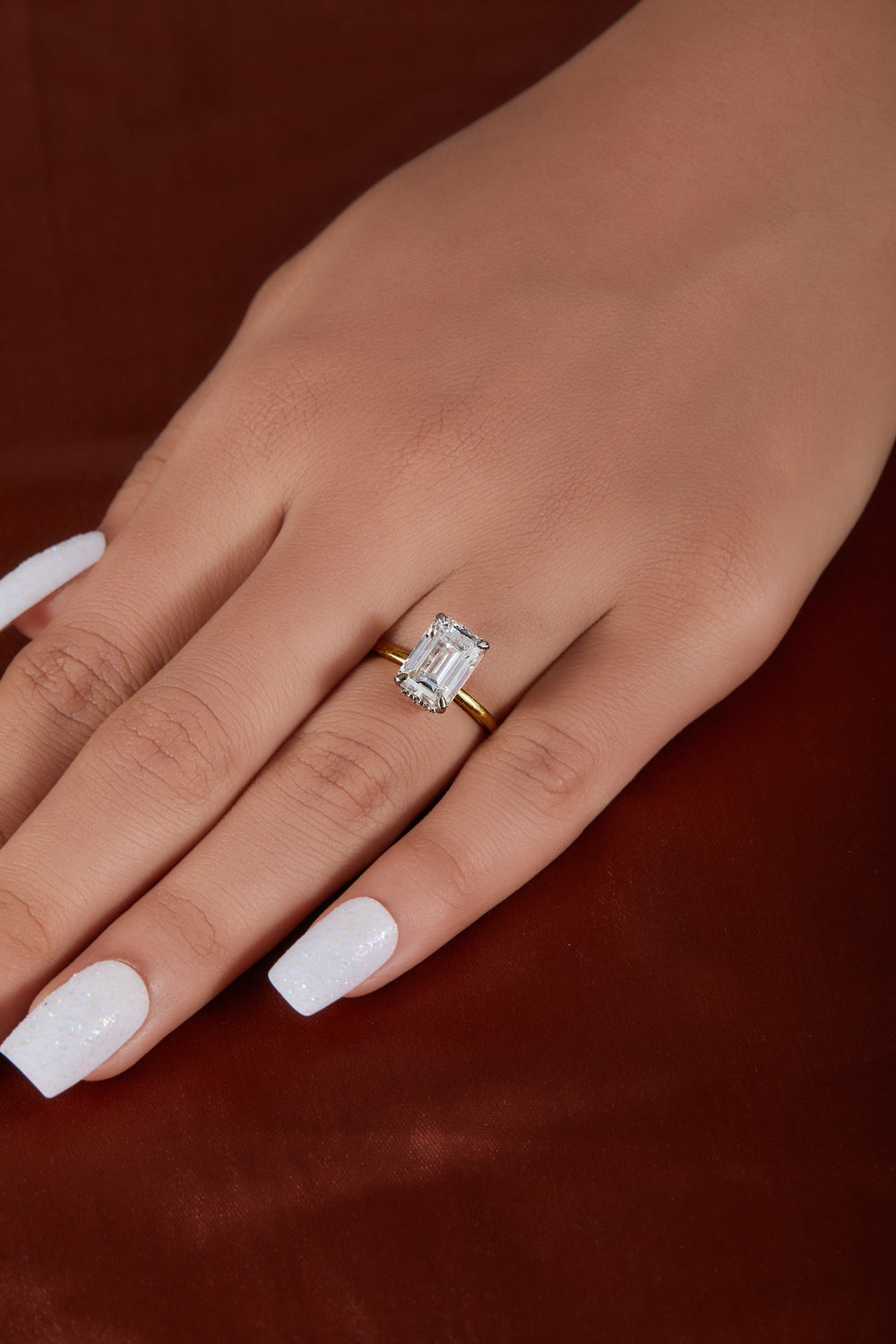 Emerald Cut Hidden Halo Labgrown Ring